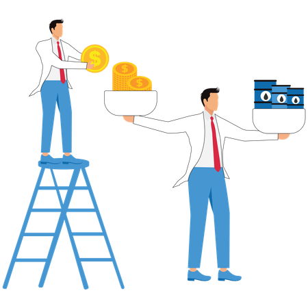 Businessman viewing Rising oil prices  Illustration