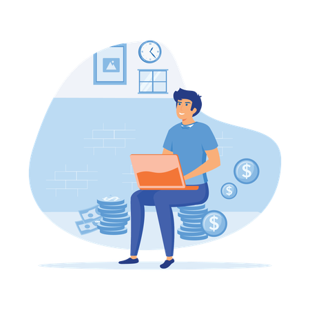 Businessman viewing savings graph  Illustration
