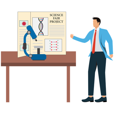 Businessman viewing Science Fair Project  Illustration