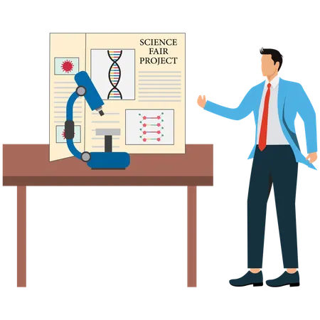 Businessman viewing Science Fair Project  Illustration