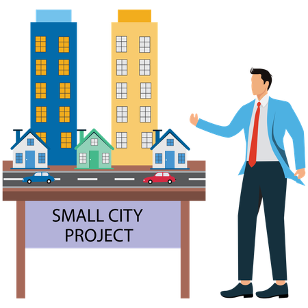 Businessman viewing Smart City  Illustration