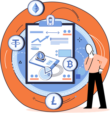 Businessman viewing Stock market trading money investment  Illustration
