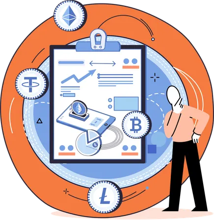 Businessman viewing Stock market trading money investment  Illustration