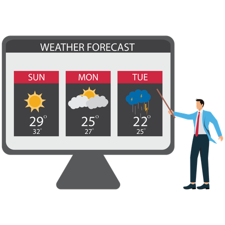 Businessman viewing  Weather Forecast Tech  Illustration