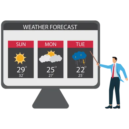 Businessman viewing  Weather Forecast Tech  Illustration