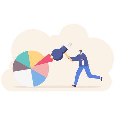 Businessman views at business diagram  Illustration