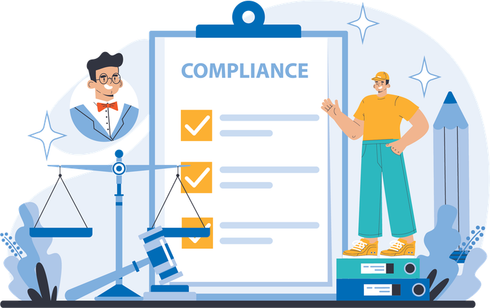 Businessman views at compliance contract  Illustration