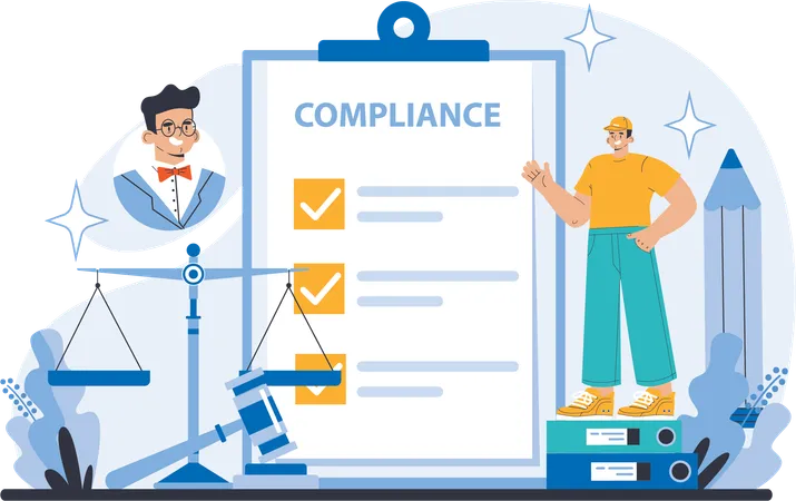 Businessman views at compliance contract  Illustration