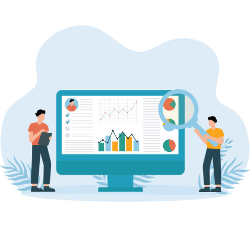 Businessman views at CRM System  Illustration