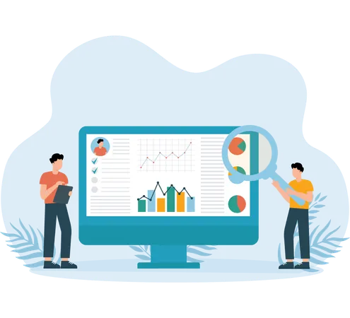 Businessman views at CRM System  Illustration