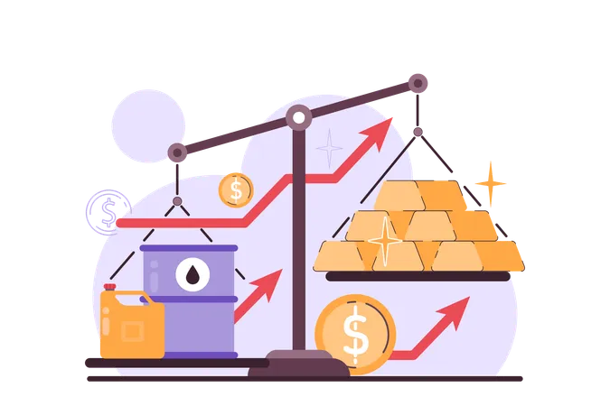 Businessman views at gold bar's price rise  Illustration