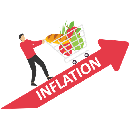 Businessman views at inflation analysis  Illustration