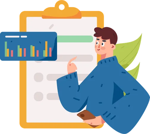 Businessman views at market analysis  Illustration