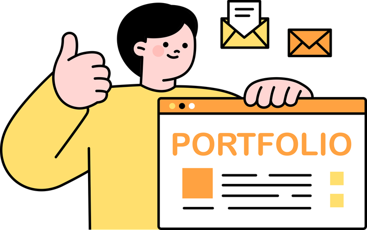 Businessman views at new employee's portfolio  Illustration