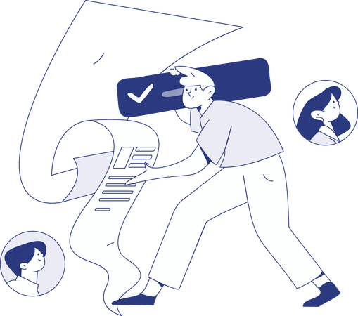 Businessman views at new employee's resume  Illustration