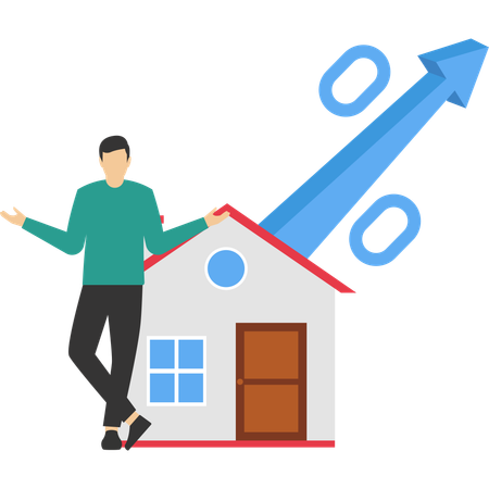 Businessman views at property value increase  Illustration