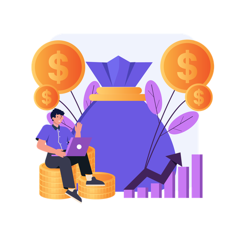 Businessman views at savings growth  Illustration
