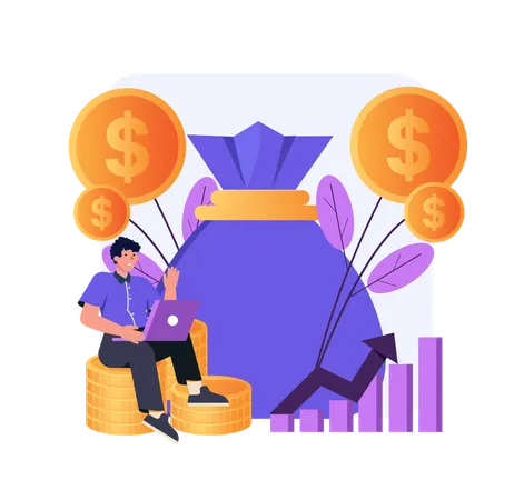 Businessman views at savings growth  Illustration