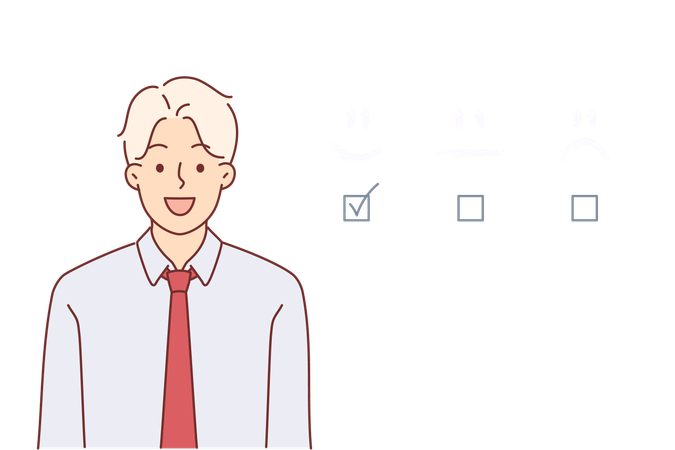Businessman views customer feedback form  Illustration