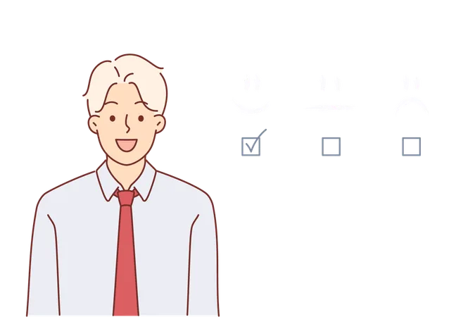 Businessman views customer feedback form  Illustration