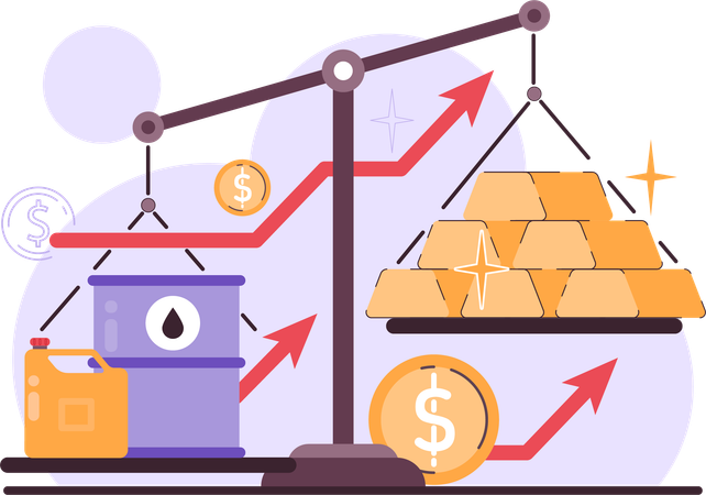 Businessman views rise in gold bars price  Illustration