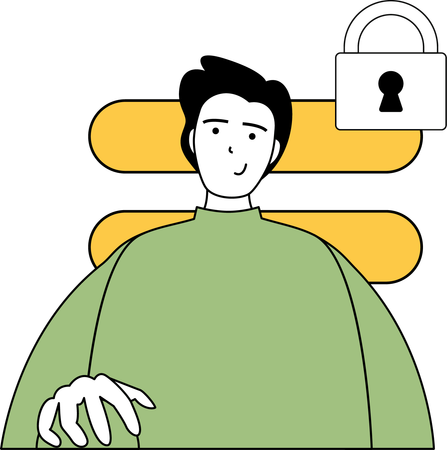 Businessman views secured data  Illustration
