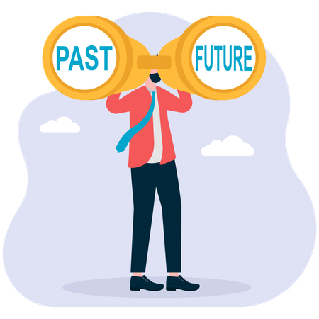 Businessman visions for past and future opportunity  Illustration