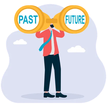 Businessman visions for past and future opportunity  Illustration