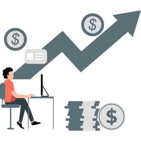 Businessman visualizes business growth  Illustration