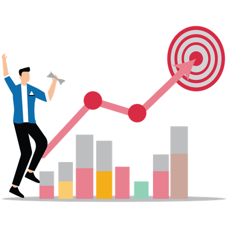 Businessman visualizing business growth plan  Illustration