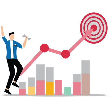 Businessman visualizing business growth plan  Illustration