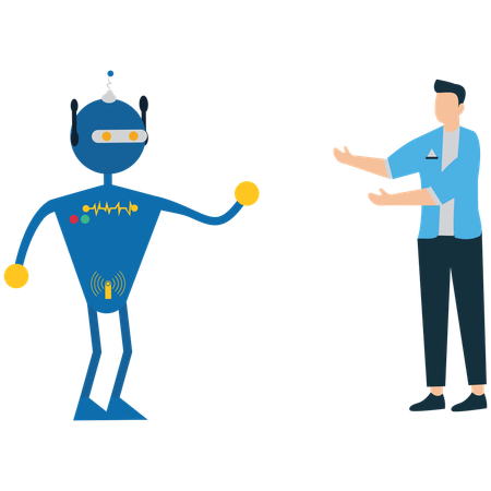 Businessman vs robot  Illustration