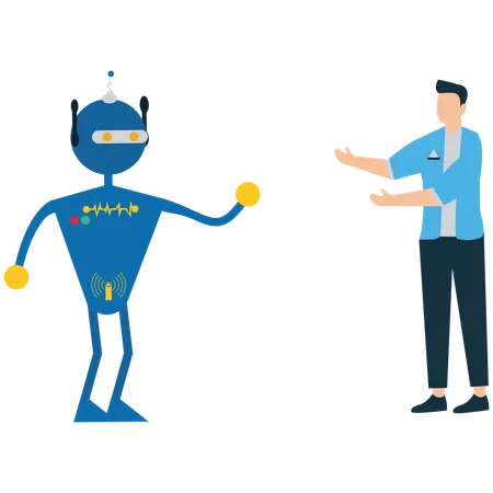 Businessman vs robot  Illustration