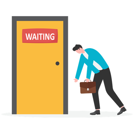 Businessman waiting outside the door  Illustration