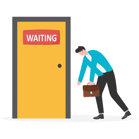 Businessman waiting outside the door  Illustration