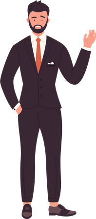 Businessman waiving hand  Illustration