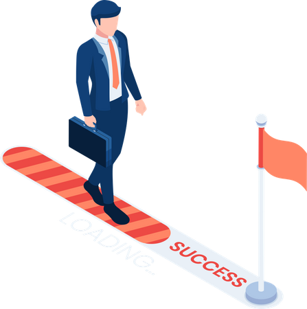 Businessman waking on success way  Illustration