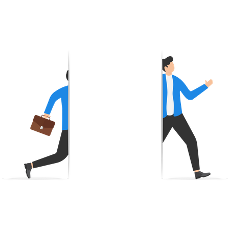 Businessman Walk Through The Paper Go To Success  Illustration