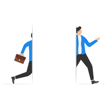 Businessman Walk Through The Paper Go To Success  Illustration