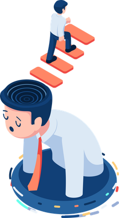 Businessman Walk Up from head  Illustration