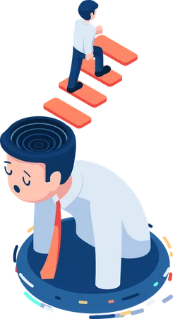 Businessman Walk Up from head  Illustration