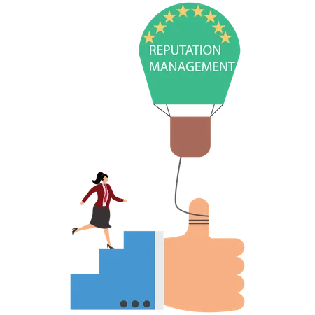 Businessman walk up stair to thumb up, success steps to reach work achievement  Illustration