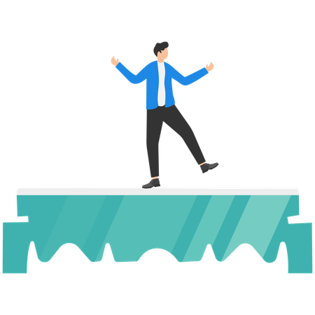 Businessman walking along the razor's blade  Illustration