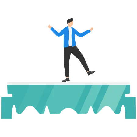 Businessman walking along the razor's blade  Illustration