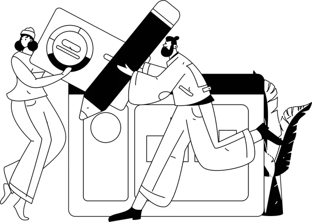 歩きながら仕事について話しているビジネスマン  イラスト