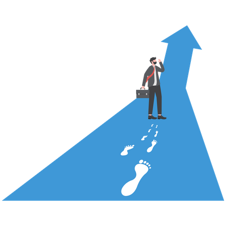 Businessman walking forward in a new way  Illustration