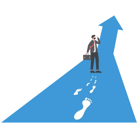 Businessman walking forward in a new way  Illustration