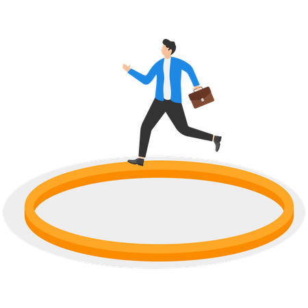 Businessman walking in a circle  Illustration