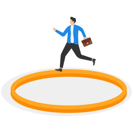 Businessman Walking In A Circle Concept Business Vector Illustration Illustration