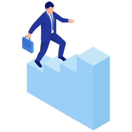 Businessman walking on career growth path  Illustration